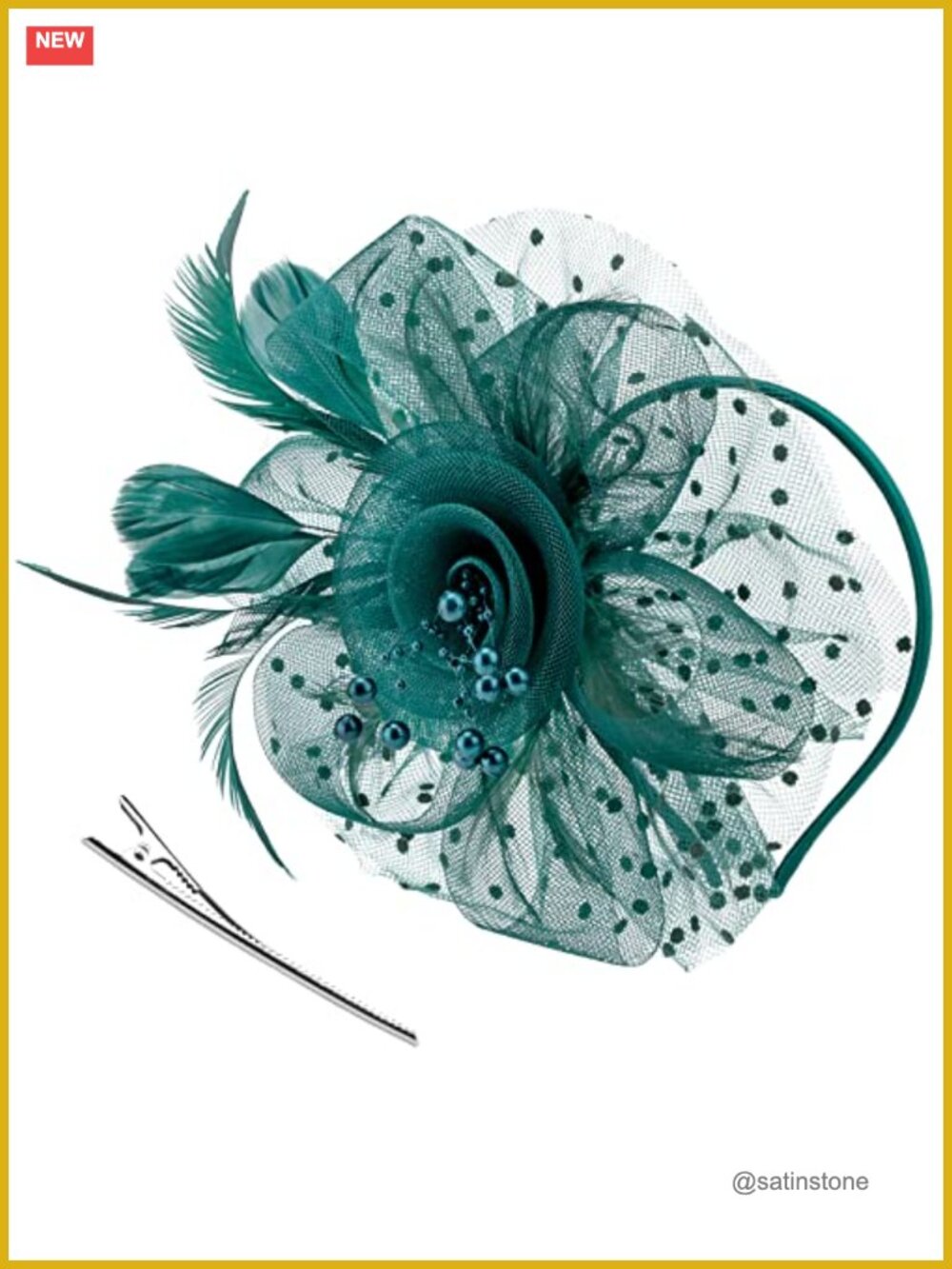 Women Fascinator Hat with Headband & Clip Tea Party Derby Headwear